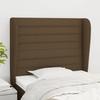 Headboard - with Ears - Dark Brown - Polyester Fabric & Wood - Adjustable Height
