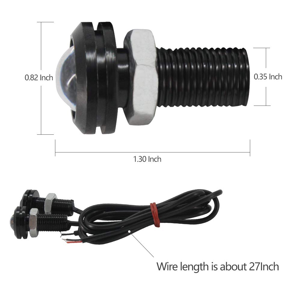 LED Daylight, 0.7 inch (18 mm), Spotlight, Yellow, Bolt Type, Large Ball Meter, Waterproof,