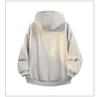 Men's Reversible Trendy Loose Hooded Jacket, Black/Light Gray, Spring/Autumn Casual Sportswear.