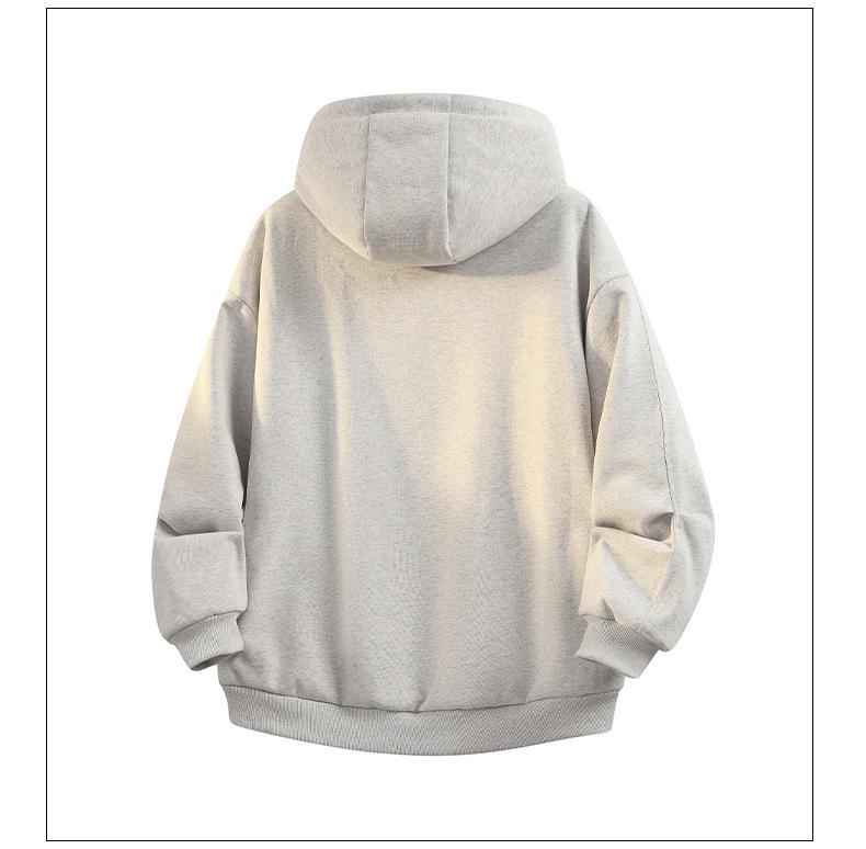 Men's Reversible Trendy Loose Hooded Jacket, Black/Light Gray, Spring/Autumn Casual Sportswear.