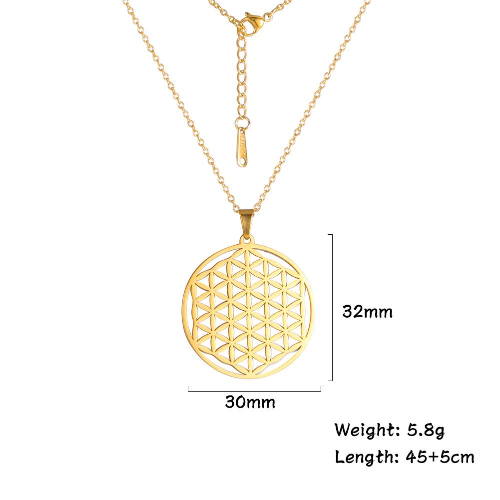 Cazador Chakra Flower of Life Necklaces Mandala Stainless Steel Chain Necklace Amulet Geometric Jewelry for Women
