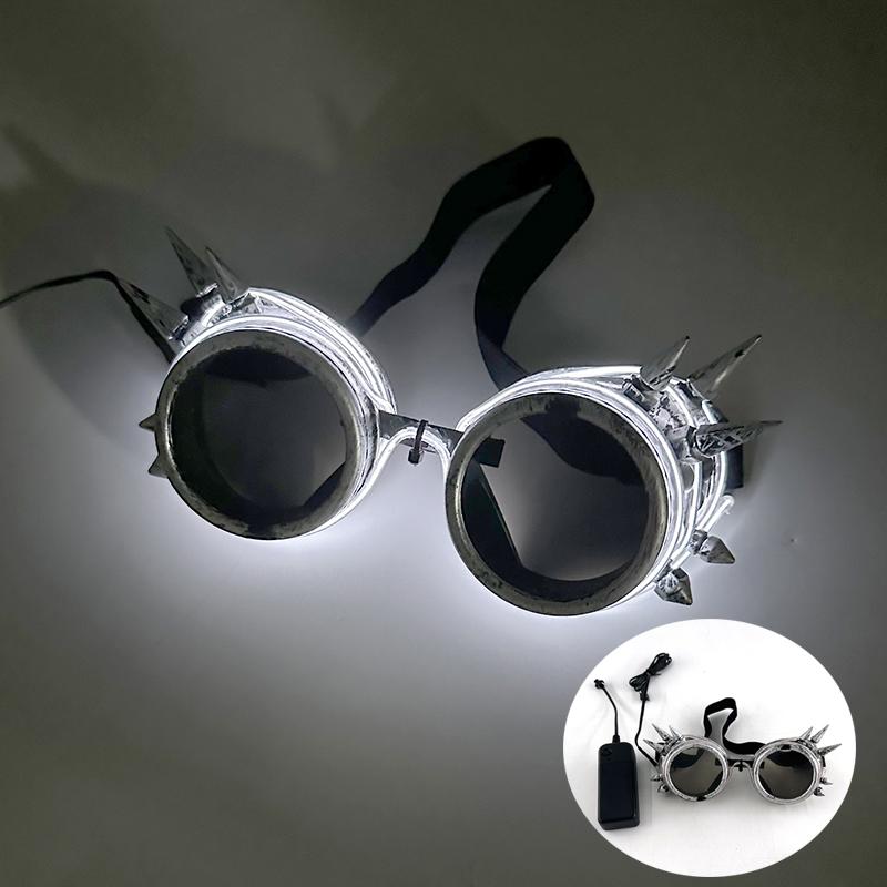 LED Steampunk Glasses Bar Fluorescent Party Halloween Christmas Holiday Rave Neon Music Glow Steampunk Sunglasses Y2k Decor