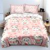 Cute cats with heart patterns Bedding Set for Kids Luxury Gift 3pcs Digital Print Comforter Set Soft Comfortable Breathable
