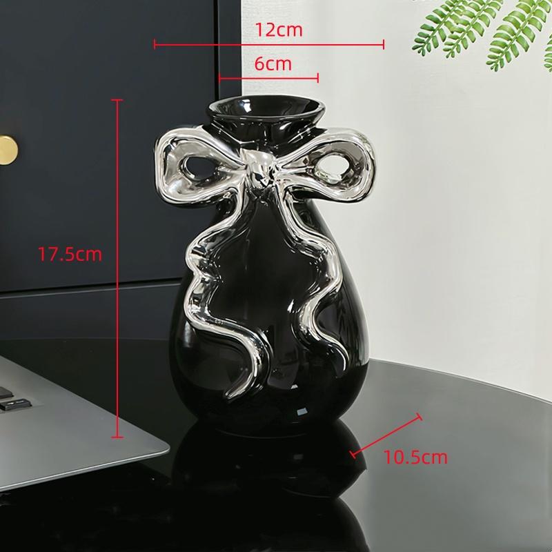 Ceramic Vase with Cute Bow Three-dimensional Ribbon Cartoon Bow Flower Vase Floral Arrangement Accessories Home Decoration