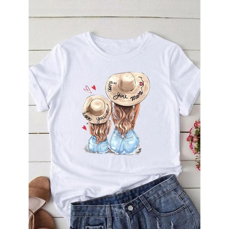 Cute Mom Womens ShortSleeved Printed Modal Shirt European Style Summer Fashion Personality Top for Women Modal fabric