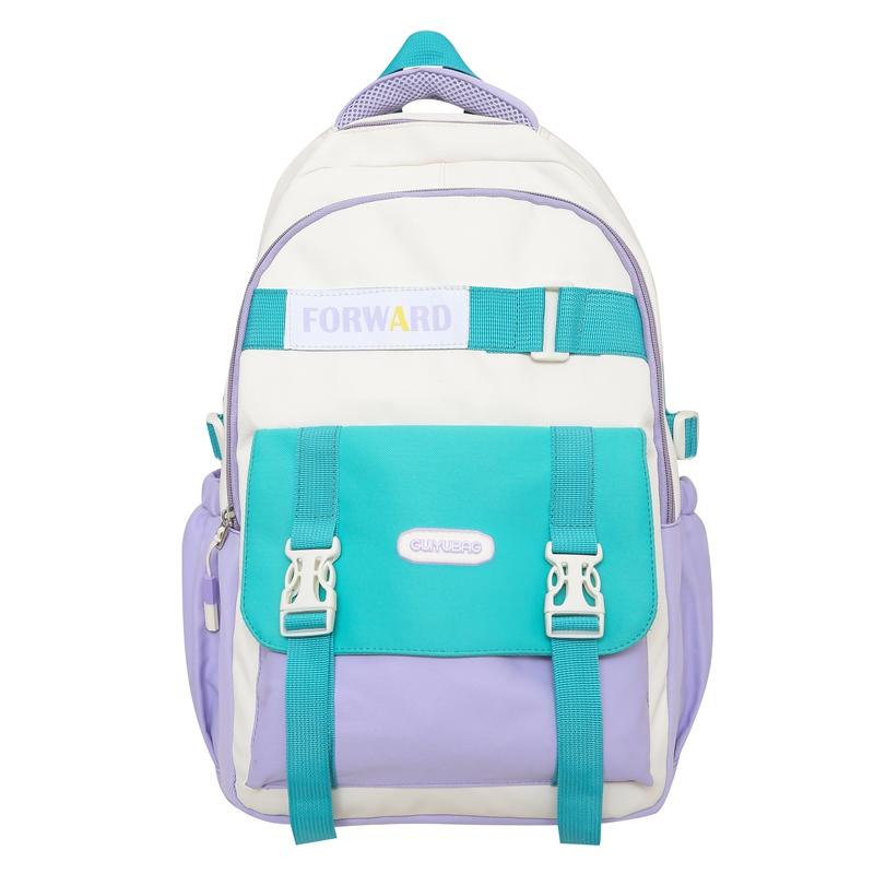 

Большая вместимость школьного рюкзака для женщин, контрастный цветной рюкзак, дорожная сумка через плечо фиолетовый