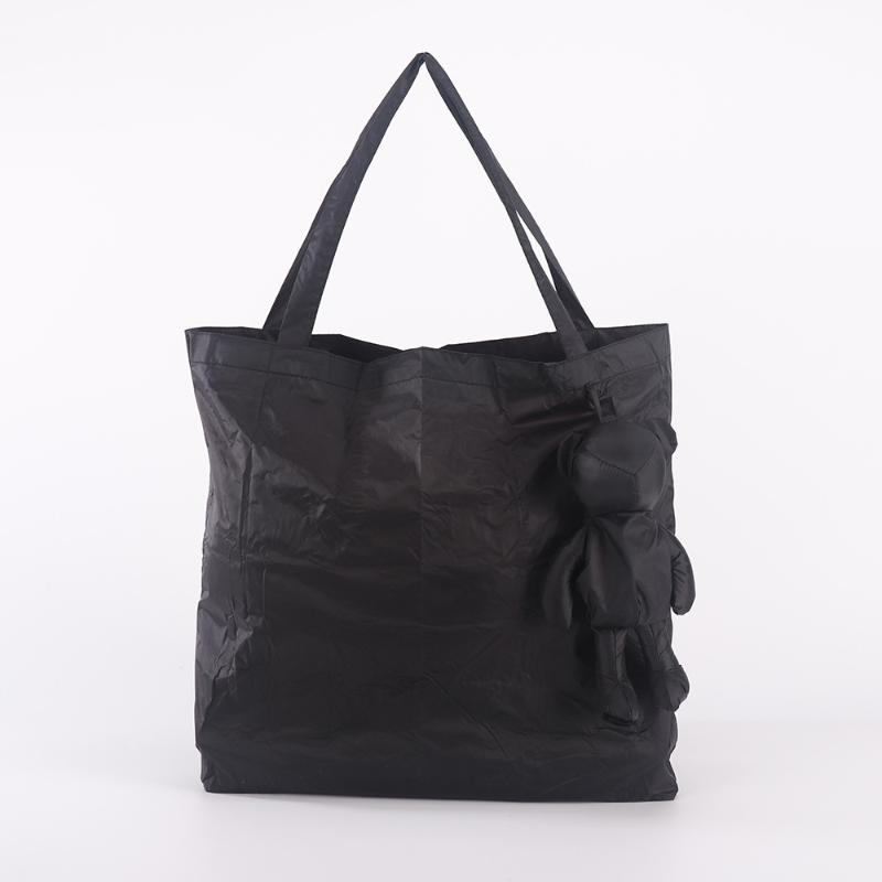 1Pcs Supermarket Shopping Bag Reusable Tote Featuring A Bear Design Large Capacity Cotton Folding Bag