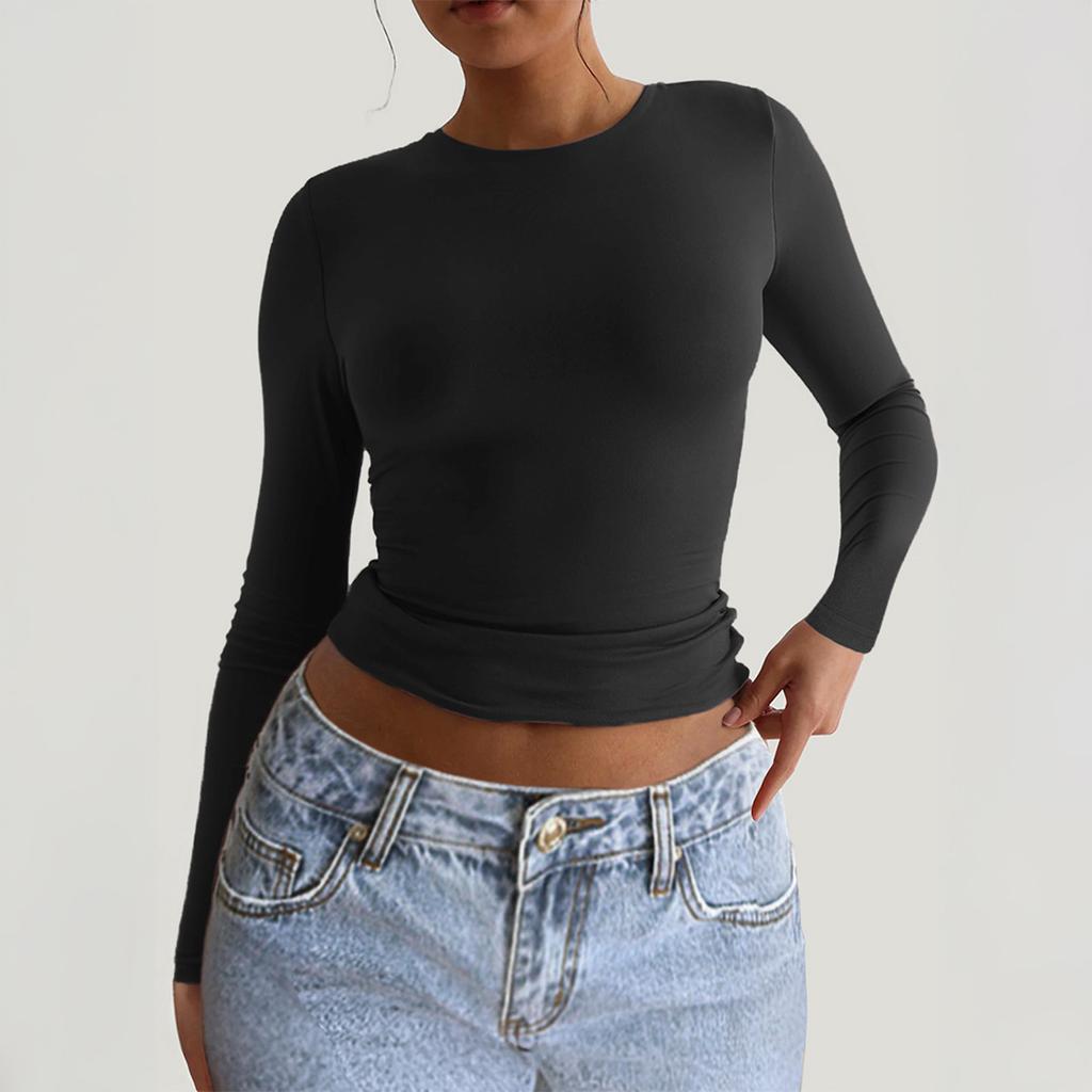 Y2K Hot Girl Slim Long Sleeve Solid Color Bottoming Shirt Women's 2025 Autumn and Winter