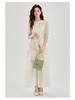Elegant Summer Seaside Embroidered Maxi Dress with Cinched Waist