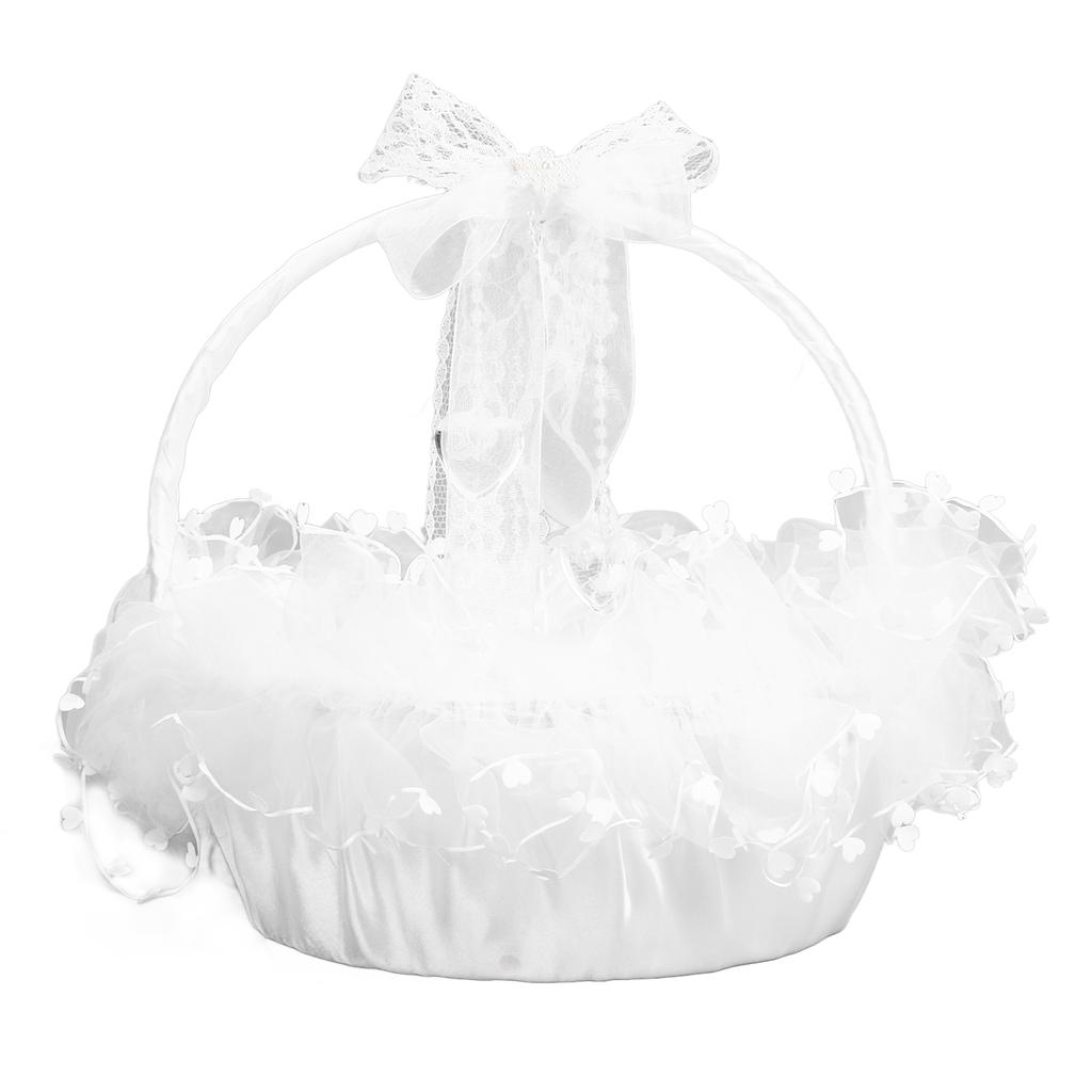 Blumenmädchenkorb Eleganter Stil Tragbar Langlebig Spitzenmaterial Breite Anwendung Hochzeitskorb für Hochzeitsfeier