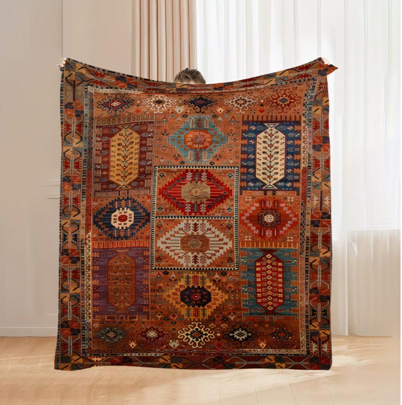 Bohemian Geometrický Potisk Flanelová Deka Měkká Teplá Celoroční Přehoz na Kempování Cestování Kancelář Domácí Dekorace Živé Smíšené Barvy