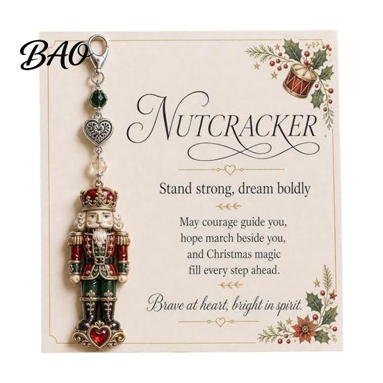 Stylish Key Holder for Women Christmas Keychain with Blessing Greeting Card, Vintage Metal Holiday Party Decoration Gift Charm Pendant, Bag Accessory,