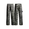 Men's Early Autumn New Camouflage Overalls  Trend Stitching Drawstring Elastic Waist Straight Trousers