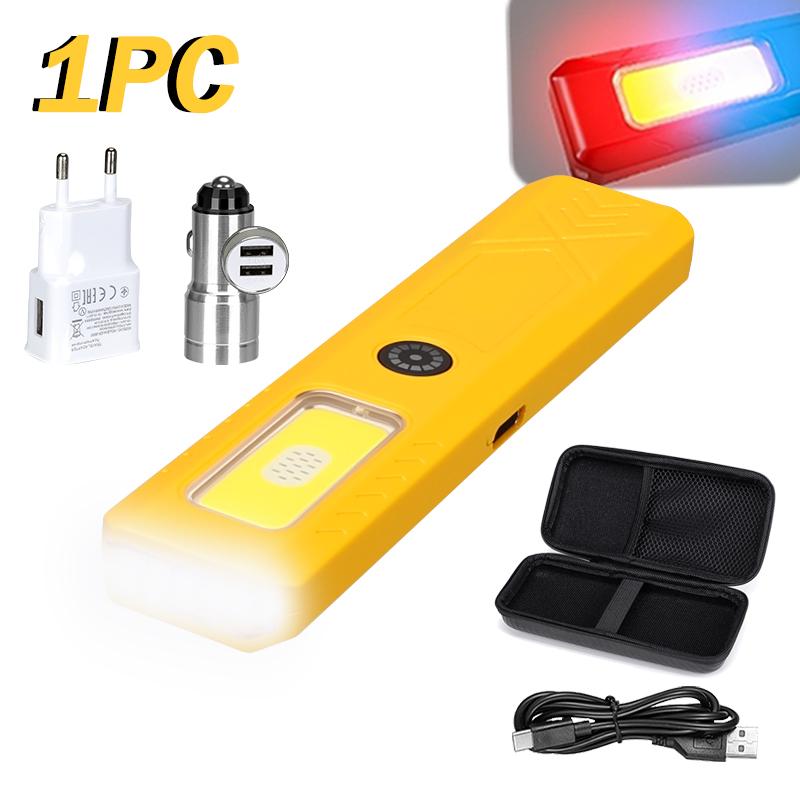 Mini Portable LED Handheld Flashlight USB Rechargeable EDC Flashlight with Emergency Red and Blue Lamp Outdoor Pen Clip Headlamp