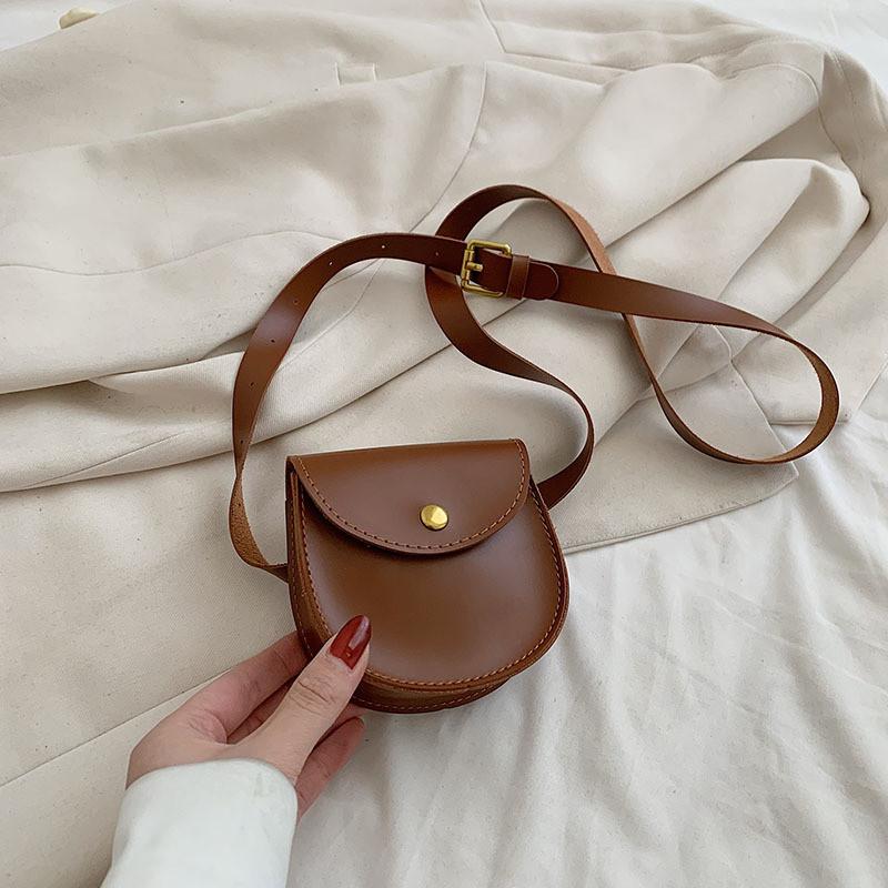 Fashionable Korean Style Mini Childrens Crossbody Bag Vintage Pu Chest Bag коричневый