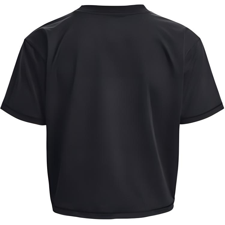 Under Armour Solid Color Round Neck Short Sleeve T-Shirt Women Tops Black 1376339-001