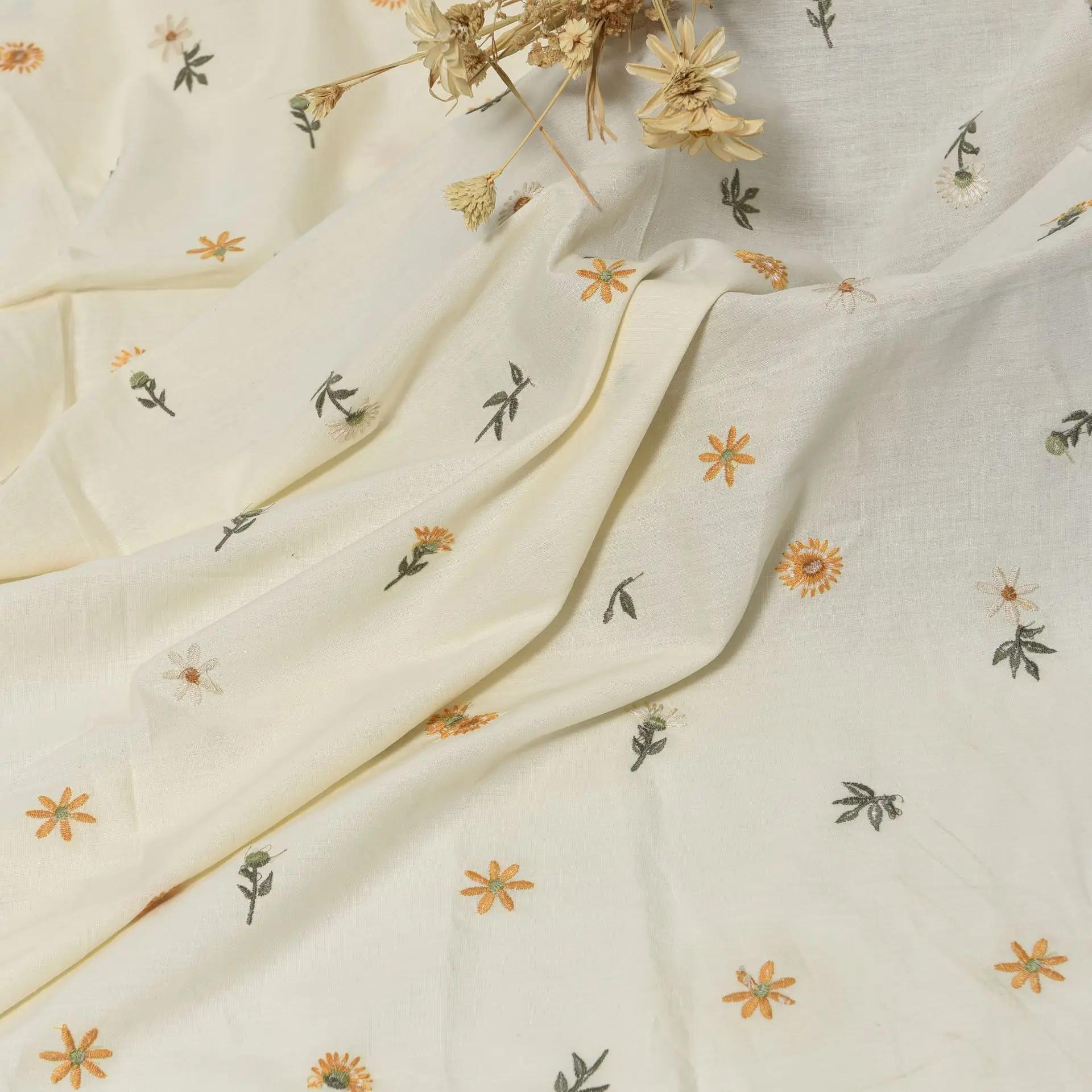 

Високоякісна вишита тканина поплін з чистої бавовни, для жіночої сукні-сорочки, одягу, домашнього декору, матеріал для ручної роботи, DIY 140x100cm