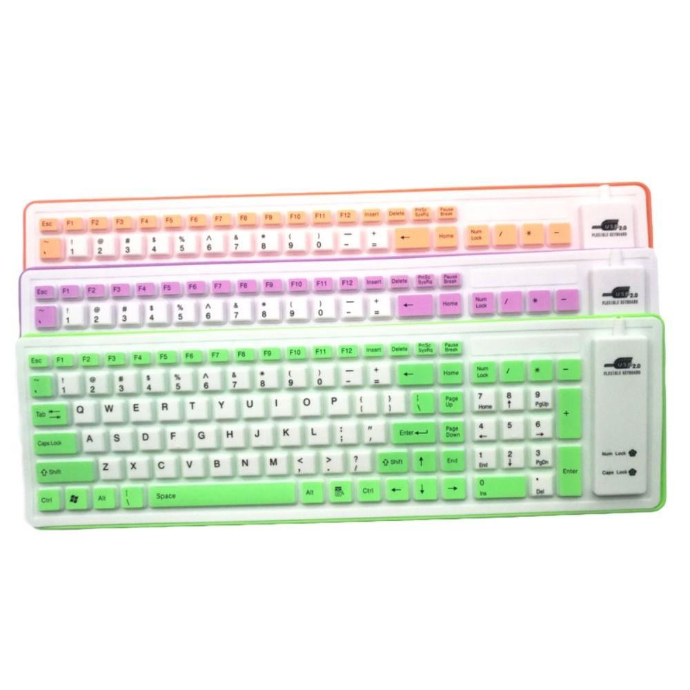 Soft Silicone Flexible Keyboard Foldable Wired Keyboard Colorful USB Keyboard  Home Use