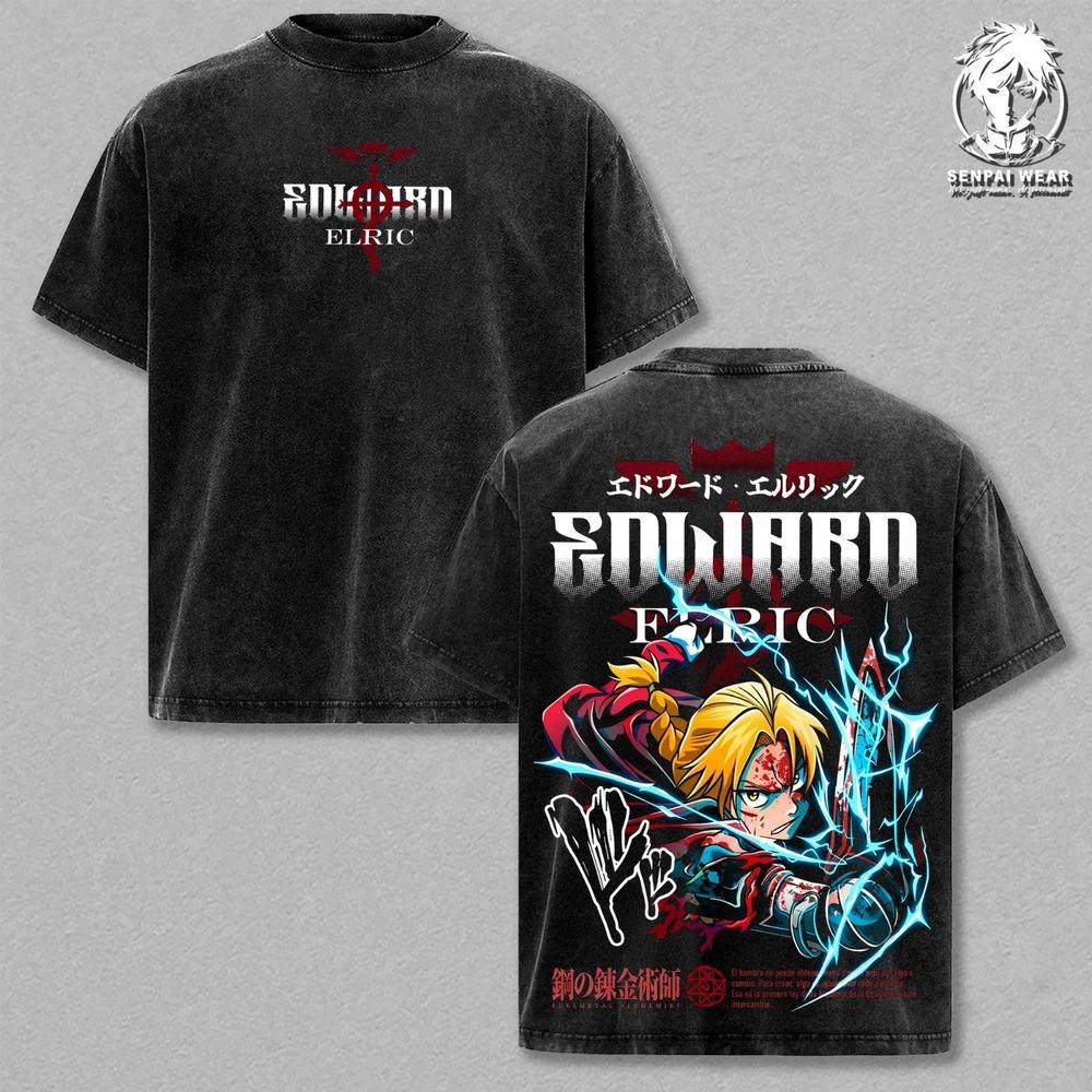 Vintage Edward Elric Fullmetal Alchemist Washed Anime Graphic Tee Unisex Retro XL