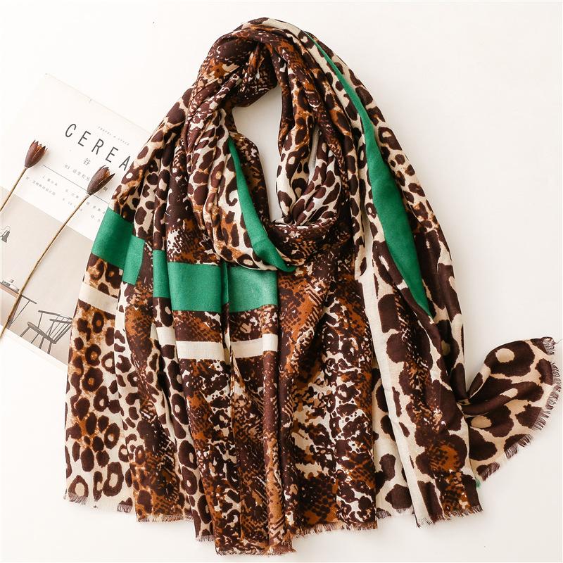 Soft Linen Cotton Scarf Shawls Women Luxury Premium Foulard Femme Long Spotted leopard print Tassel Scarfs Scarves Echarpe