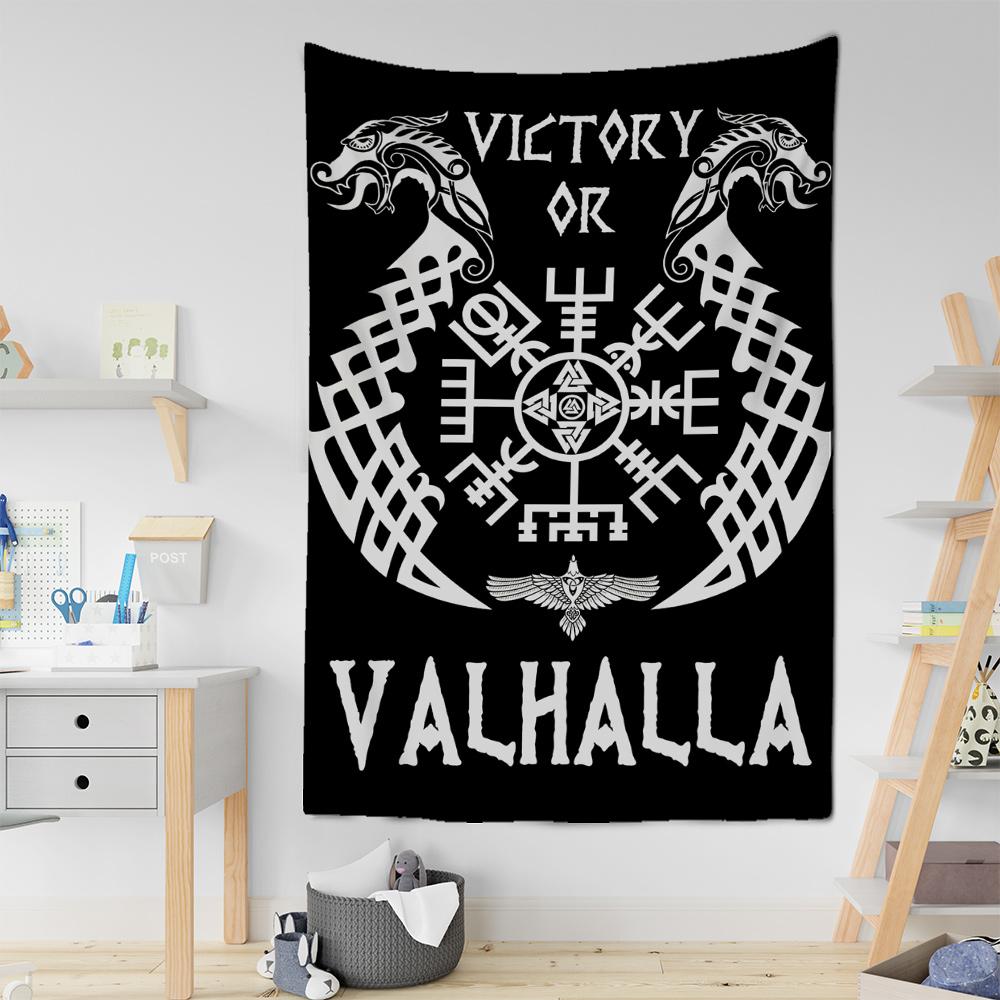 Viking Mystic Symbols Tapestry Home Decor  Psychedelic Scene Wall Hanging Boho  Raven Sofa Blanket