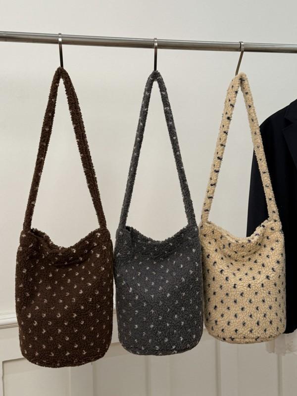 Vintage Plush Tote Bag With Magnetic Closure For Daily Casual Use