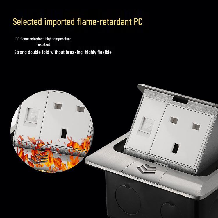 Black Pop-up Floor Socket with Universal Three-hole and USB Connectivity