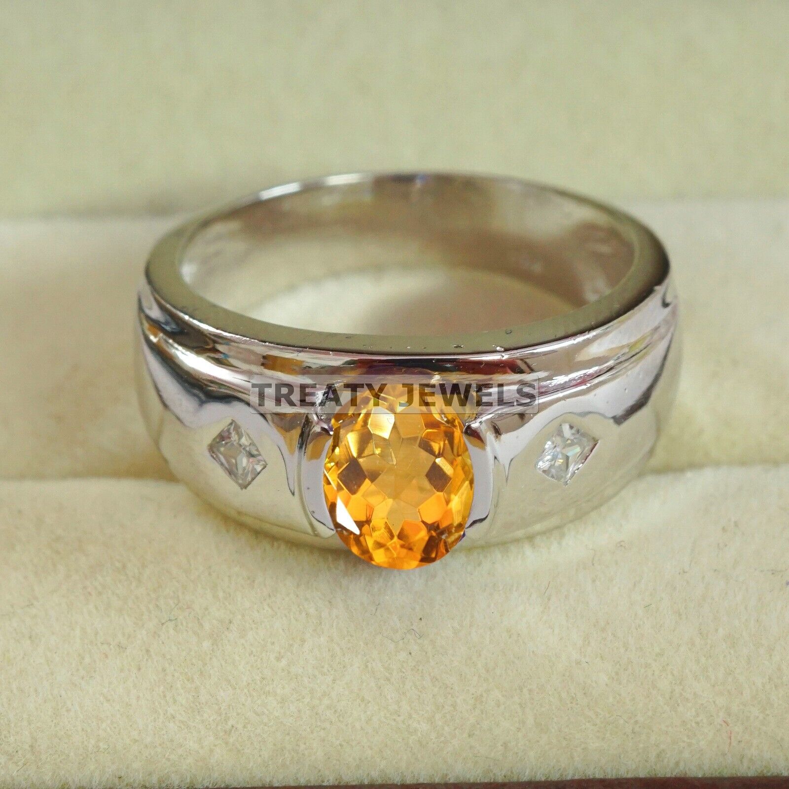 

Citrine Oval Cut Gemstone With 925 Sterling Silver Ring For Men s #A934 JL375669170569 4-16 US срібний