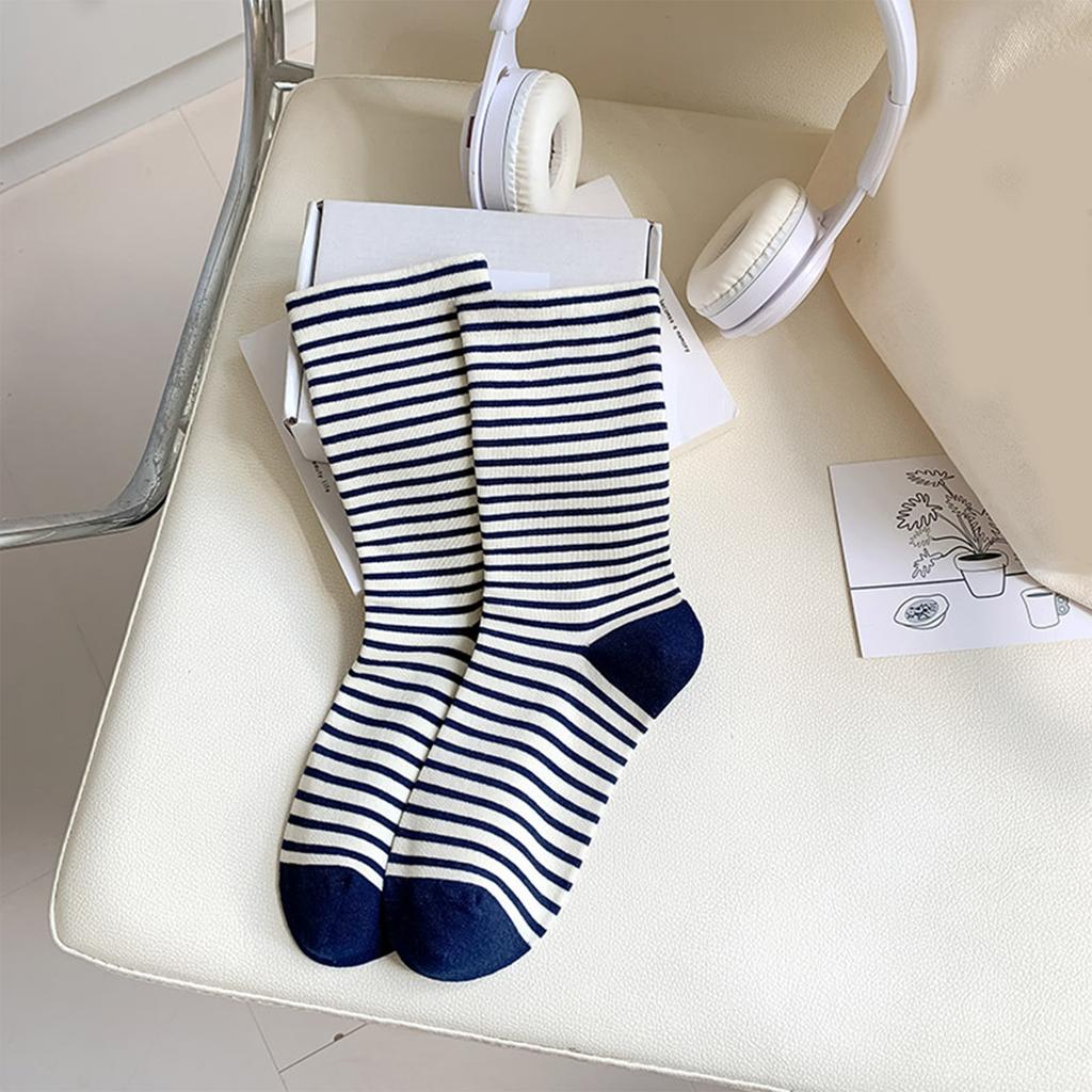 Japanese Fashion Striped Socks Women College Style School Girls Crew Socks Casual Harajuku Streetwear Middle Tube Socks