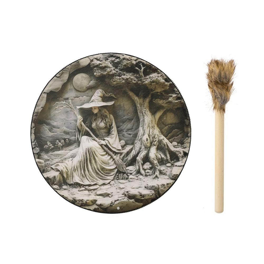 Ręcznie robiony szamański bęben na Halloween z pałeczką bęben ręczny bębny dekoracyjne na Halloween Halloween