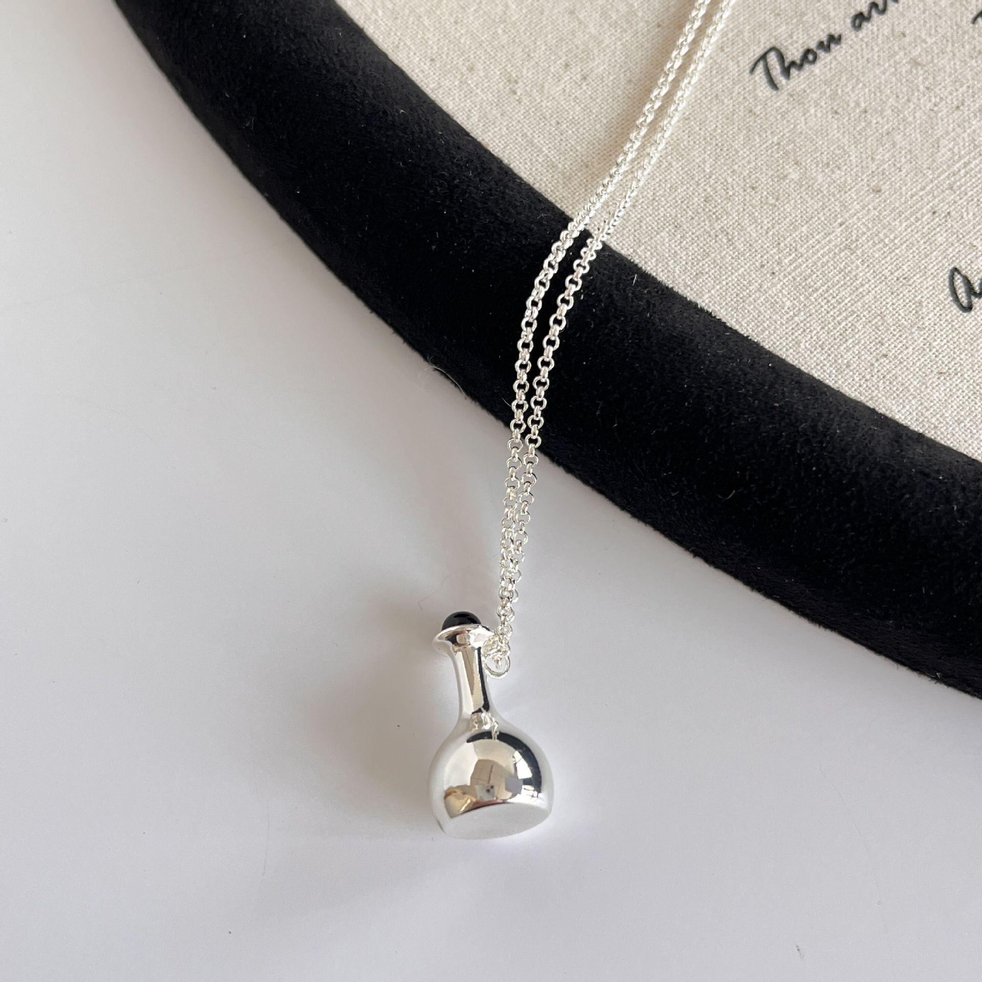 

Серебряное ожерелье в виде кувшина для вина, нишевый дизайн, высококачественная подвеска в виде бутылки вина, цепочка на ключицу, тонкая цепочка с пряжкой OT, женская