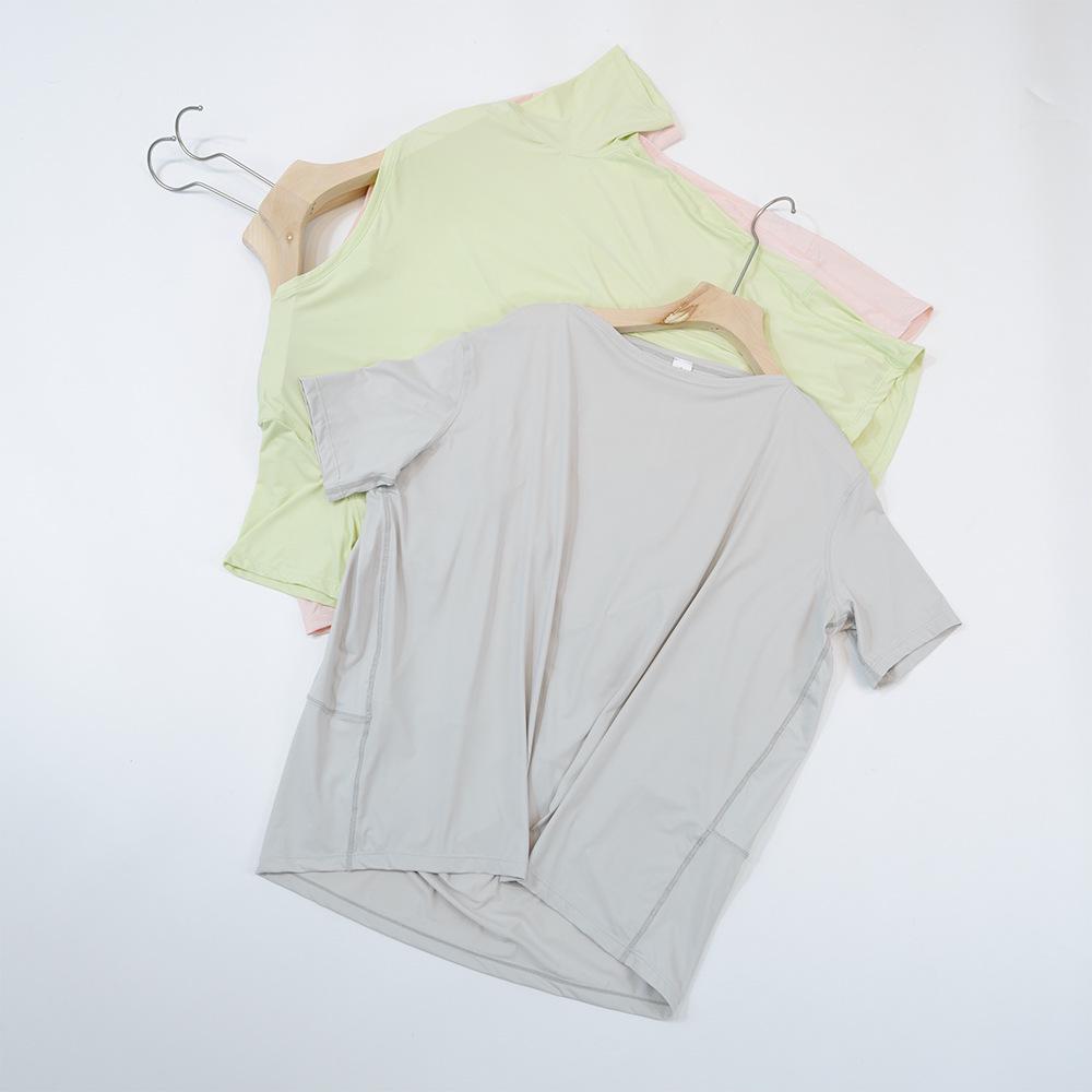 Schnelltrocknendes Eis-Seiden-Yoga-T-Shirt: Dehnbar, Weich, Rundhalsausschnitt, Sonnenschutz, Schlankmachende Passform für Sommer-Fitness