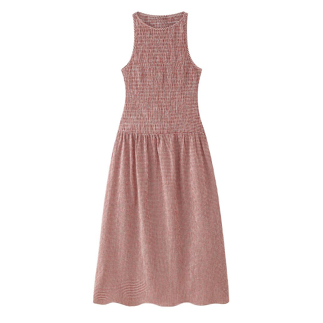 

Женское весеннее платье миди в клетку в европейском и американском стиле 2025 L