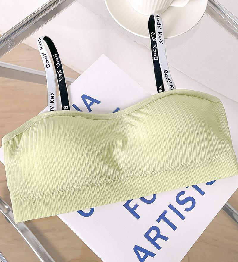 

модна літня нова красива нижня білизна для дівчаток безшовні груди студентська внутрішня частина з базовими підтяжками маленький жилет без сталевого кільця бюстгальтер One size fits all зелений