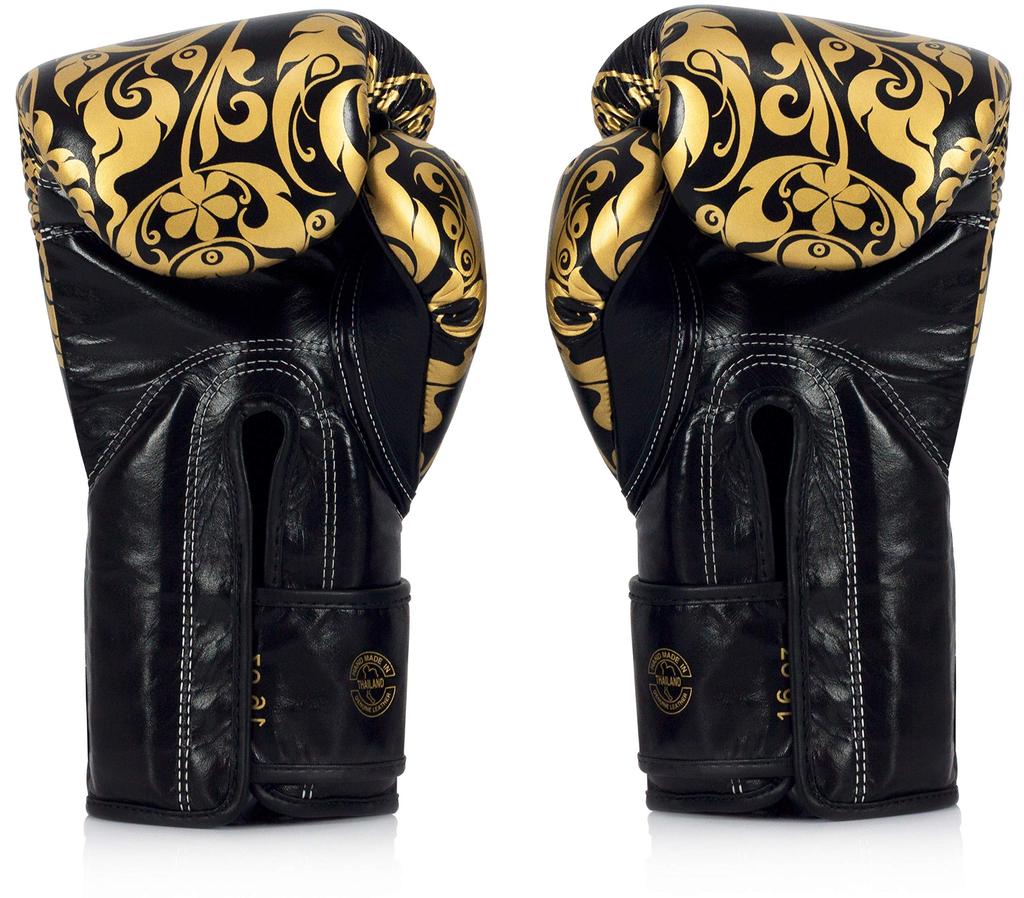 BangpleeSport Fairtex Glory BGLG2 Rukavice Box Muay Thai MMA Šněrovací Design Bílá Barva Pravá Kůže 8 oz Černá