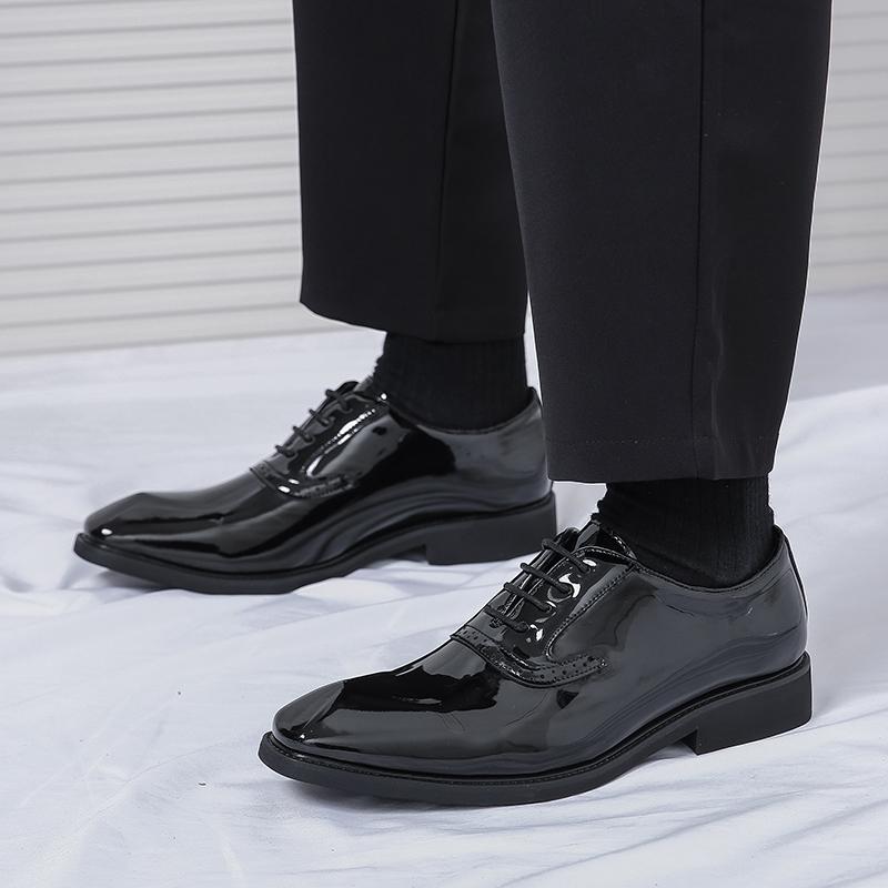 Fashion Lacquered men's business leather shoes Trendy minimalist design style   Wedding Outdoor Leisure Party Black and Green shoes -46