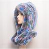 Hot Sale New Women Real Knitted Rex Rabbit Fur Hat Hooded Scarf Long Winter Warm Fur Hat With Neck Collar Scarves Hat Scarf