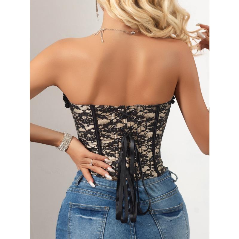 European and American Palace Corset Ruffled Fishbone Bra Outer Wear Tube Top Corset Waist Shaping Top Foreign Trade Supply