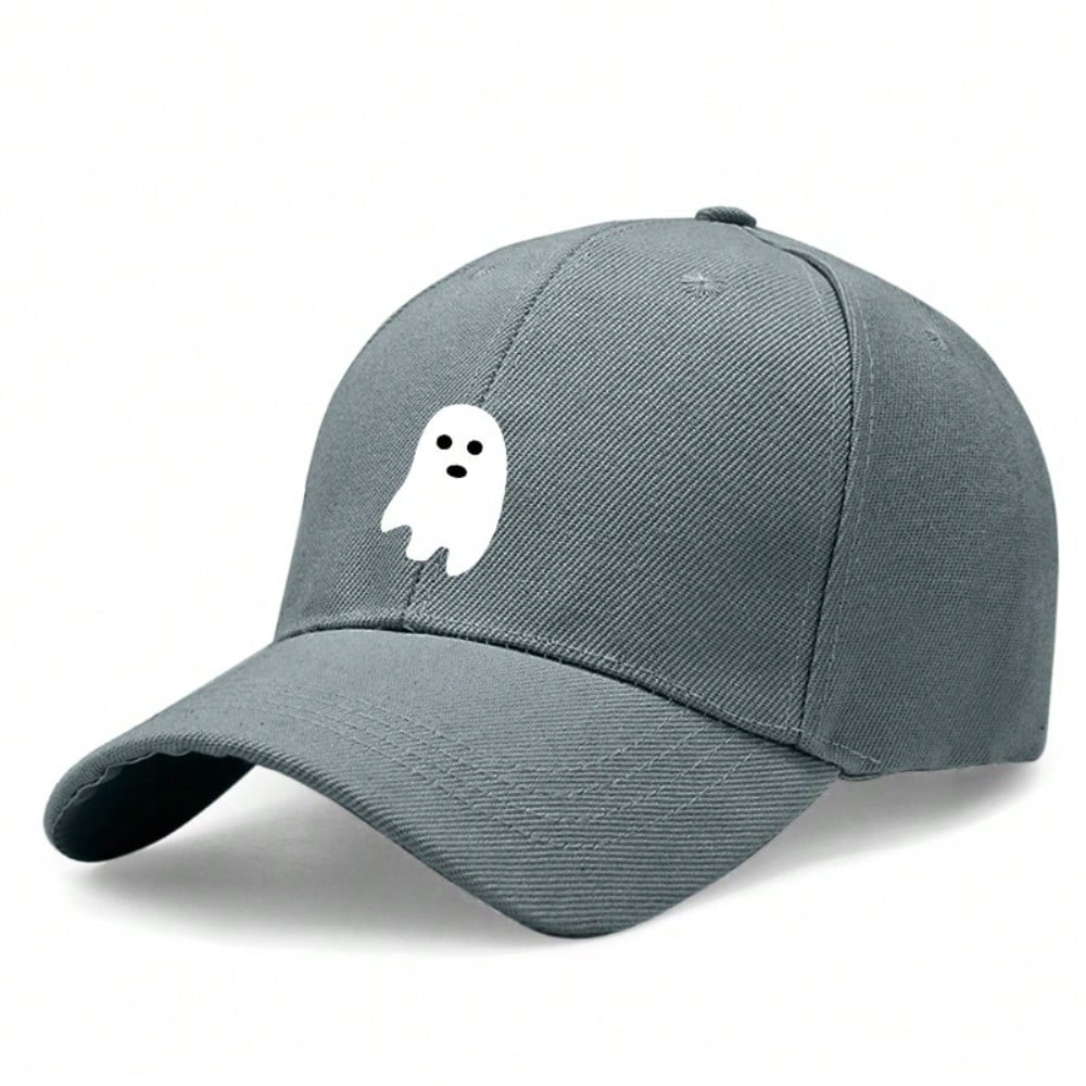 Ghost Print Baseball Cap - Unisex Adjustable Lightweight Hat With Soft Fabric Perfect For Casual Outings & Halloween Season Polyester