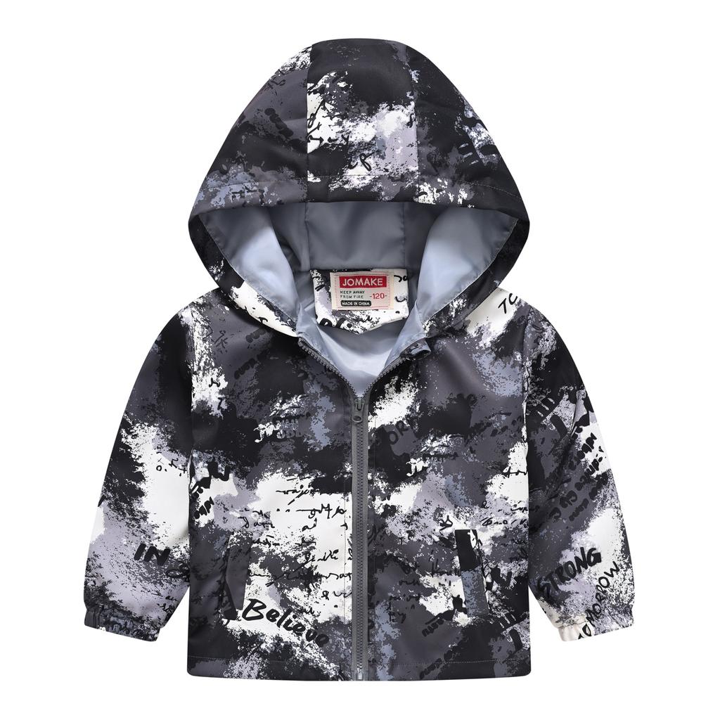 Middle and Large Children Boys and Girls Multi-color Printing Hooded Jacket Light Models of Fashion Jacket Children's Clothing