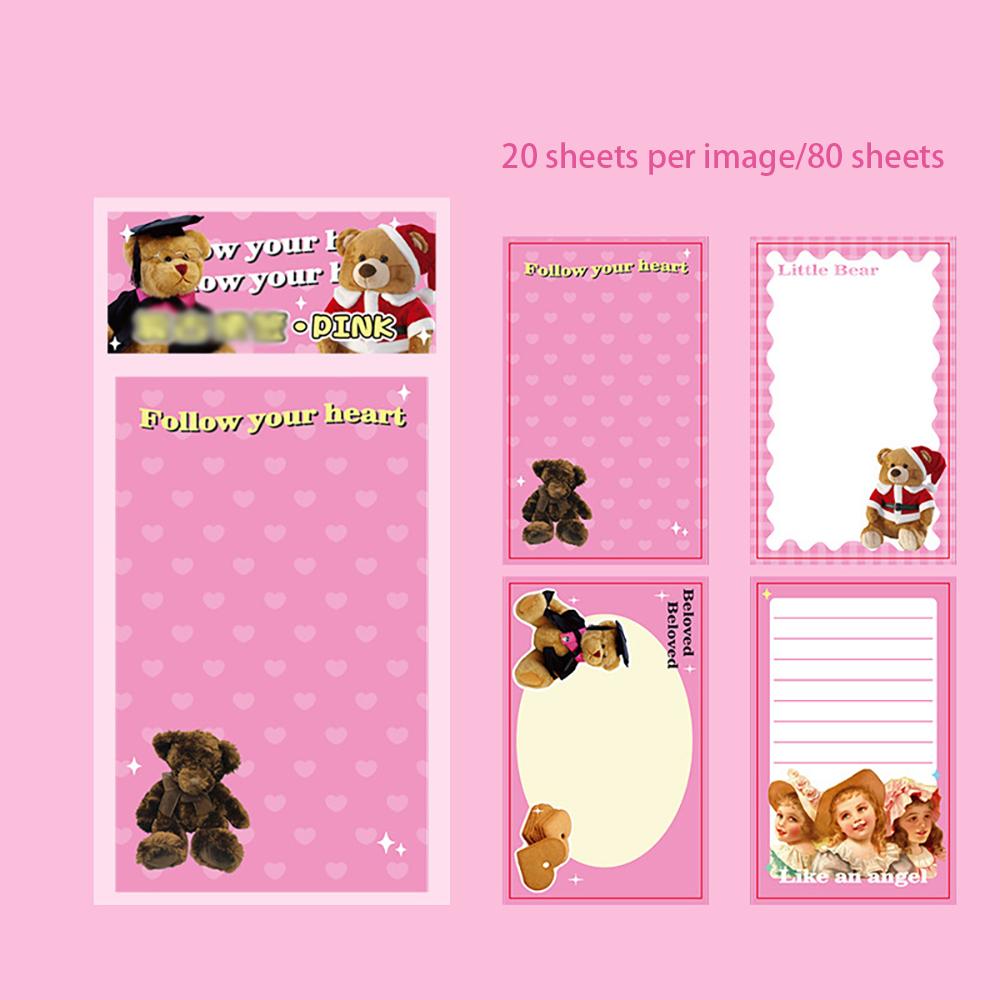 

80 American retro series sticky notes, cute notebook, non sticky note paper, student notebook, material notebook рожевий
