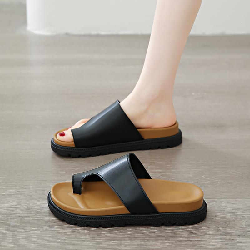 2025 European and American Large-size Set of Toe Girl Cool Slippers 35-43 Foreign Trade Summer New Thick-soled Outer Slippers