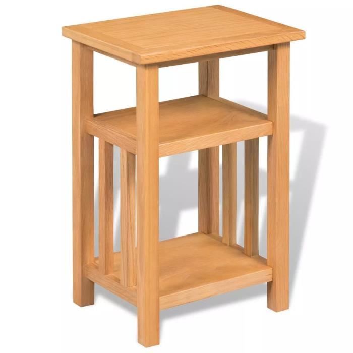 Side Table - vidaXL - Solid Oak - 27x35x55 Cm - Contemporary Design - Easy Assembly
