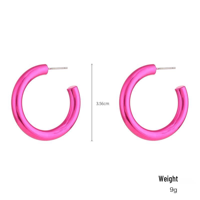Kenjie Iridescent Electroplated Classic Hoop Earrings for Women - Colorful Punk Retro Style.