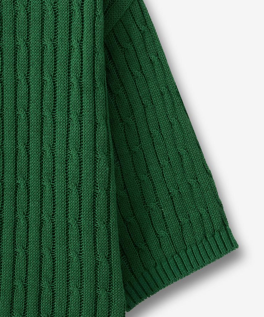 BLOND9 Cable Short Sleeve Knit Cardigan_Green