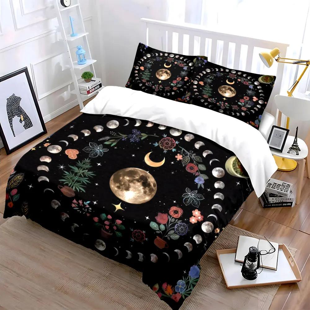 Moon Phases Tapestry Set Decor Soft Comfortable Duvet Cover Bedding Set Included 1*Duvet Cover & 2*Pillowcases Gift