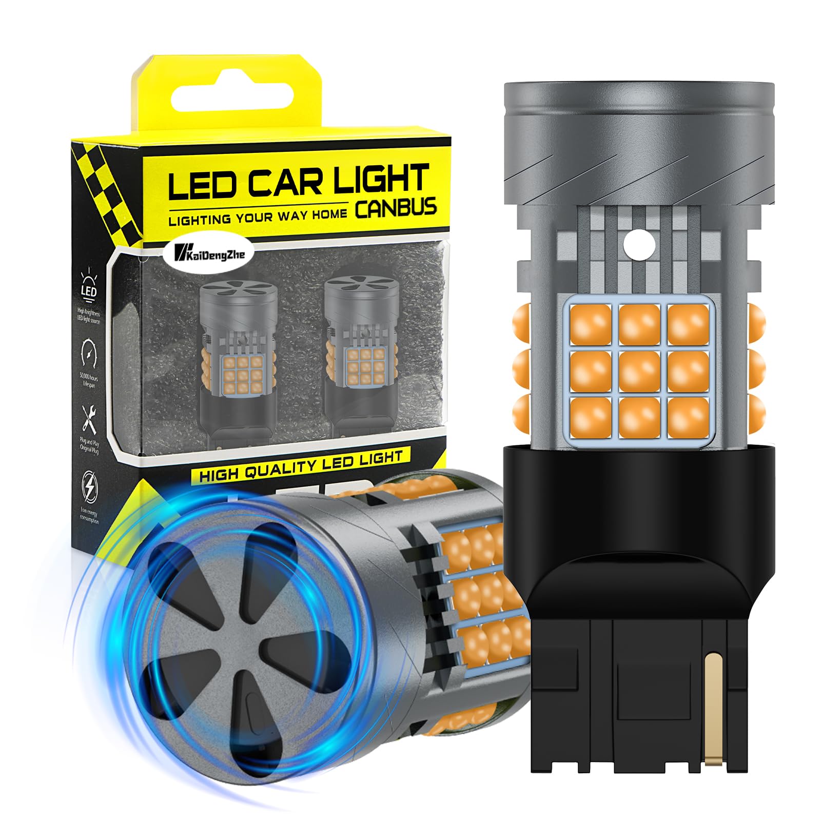 

KaiDengZhe T20 Одноконтактная 7440 LED Желтая Цоколь WY21W LED Лампа указателя поворота, в 6 раз ярче, T20 single жёлтый