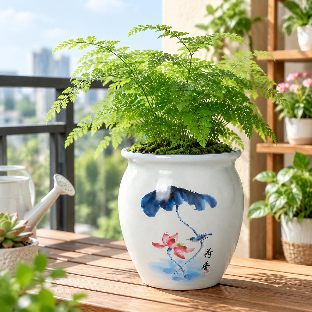 Hand-painted Ceramic Flower Pot for Succulents and Plants
