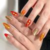 Fall Maple Leaf Press On Nails Almond Fake Nails with Glitter Design Thanksgiving False Nails Autumn Stick On Nails