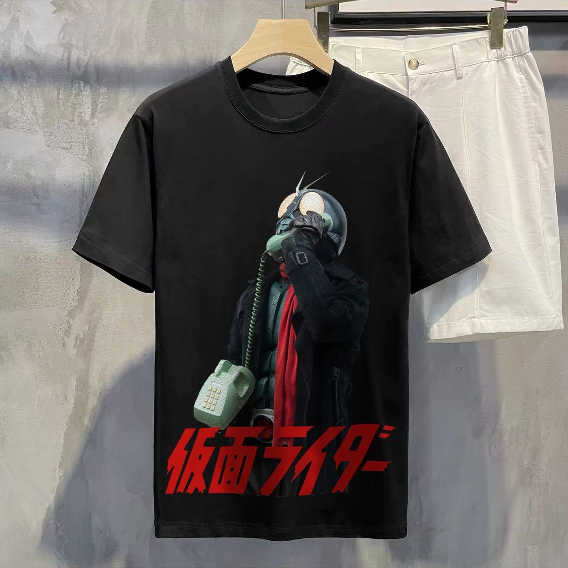 

Футболка с принтом Kamen Rider, двухмерная одежда, с коротким рукавом, анимационная футболка, летняя мужская и женская 4XL